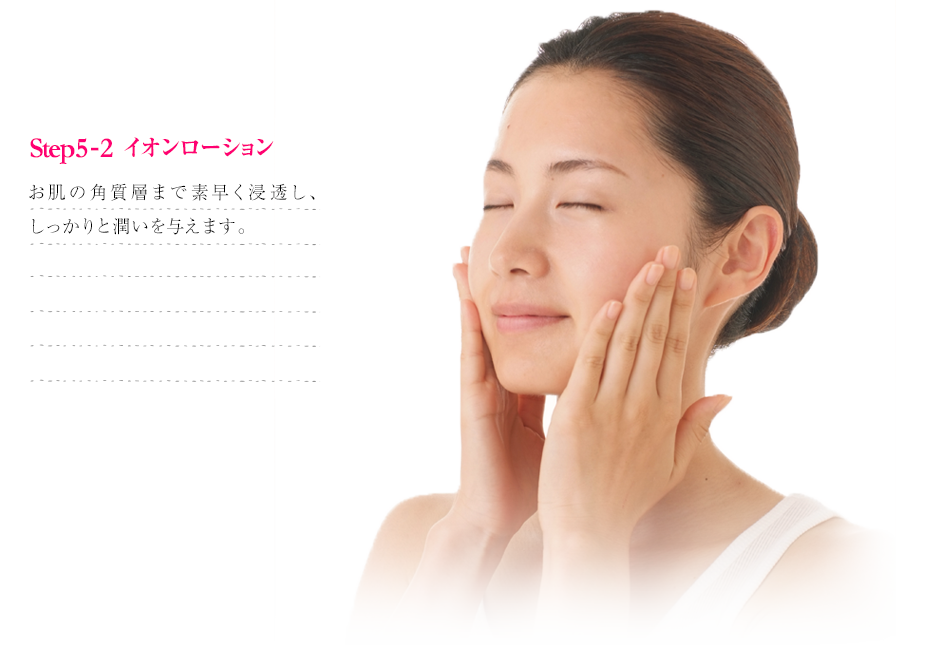step5 イオンローション｜お肌の角質層まで素早く浸透し、しっかりと潤いを与えます。
